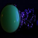 Arty Oval Ring Neon Opal Ultraviolet Light UV Glass Glow in the Dark Silver Artsy Chunky Size 6