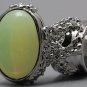 Arty Oval Ring Neon Opal Ultraviolet Light UV Glass Glow in the Dark Silver Artsy Chunky Size 8