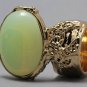 Arty Oval Ring Neon Opal Ultraviolet Light UV Glass Glow in the Dark Art Gold Artsy Chunky Size 6