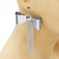 Bow Drop Tassel Earrings with Fringe Chains Large Ribbon Chain Silver Designer Fashion Statement