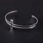 Skinny Sideways Cross Cuff Bracelet Silver Designer Style Openwork Design