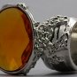 Arty Oval Ring Topaz Vintage Faceted Silver Designer Chunky Deco Knuckle Art Statement Size 5