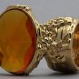 Arty Oval Ring Topaz Vintage Faceted Gold Designer Chunky Deco Knuckle Art Statement Size 10
