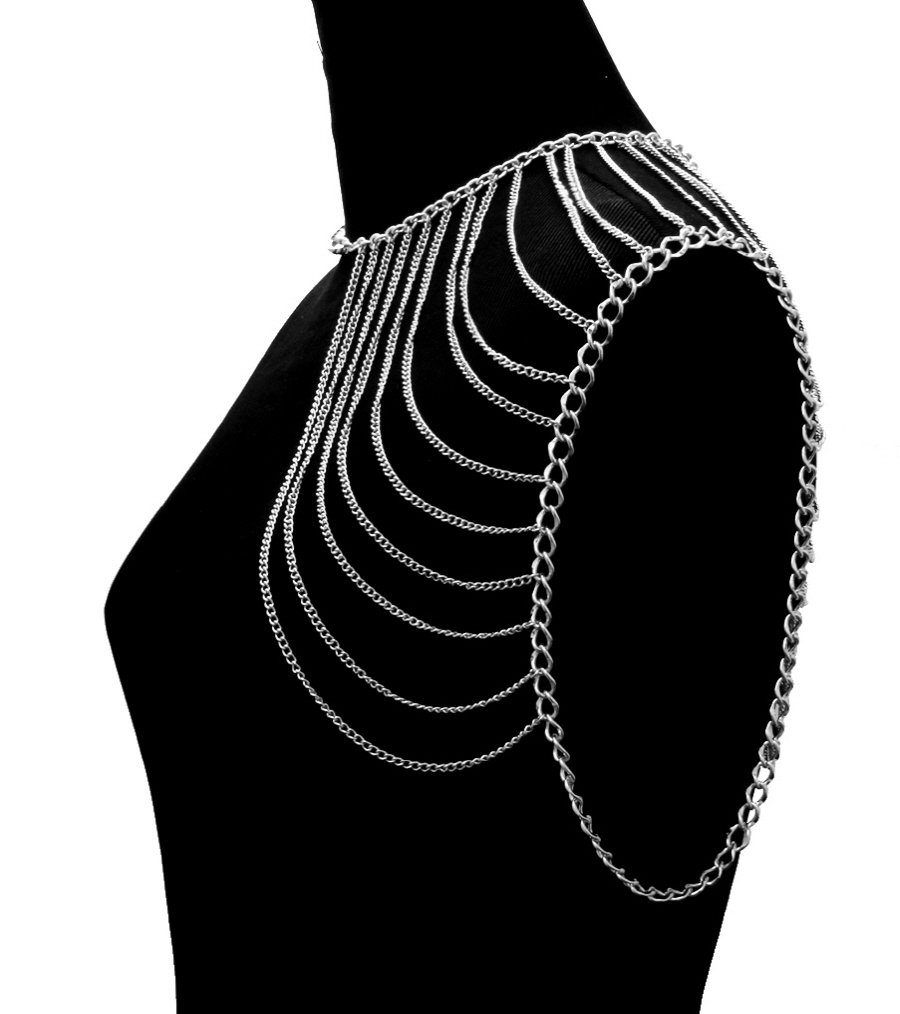 Metal Shoulder Chain Body Armor Draping Chains Silver Armour Statement Cage Avant Garde