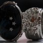 Arty Oval Ring Shooting Stars Silver Glass Sparkly Fantasy Galaxy Chunky Artsy Knuckle Art Size 8.5