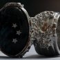 Arty Oval Ring Shooting Stars Silver Glass Sparkly Fantasy Galaxy Chunky Artsy Knuckle Art Size 9