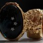Arty Oval Ring Shooting Stars Gold Glass Sparkly Fantasy Galaxy Chunky Artsy Knuckle Art Size 10