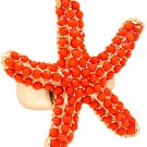 Starfish Ring Ocean Jewelry Beach Mermaid Nautical Statement Matte Gold Coral Studs