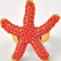 Starfish Ring Ocean Jewelry Beach Mermaid Nautical Statement Matte Gold Coral Studs