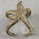 Starfish Wrap Ring Ocean Jewelry Beach Mermaid Nautical Antique Gold Statement Size 7 7.5