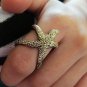 Starfish Wrap Ring Ocean Jewelry Beach Mermaid Nautical Antique Gold Statement Size 7 7.5