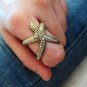 Starfish Wrap Ring Ocean Jewelry Beach Mermaid Nautical Antique Gold Statement Size 7 7.5