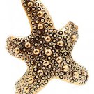 Starfish Wrap Ring Ocean Jewelry Beach Mermaid Nautical Antique Gold Textured Star Statement