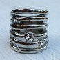 Cage Style Knuckle Ring Crystal Studs Statement Metal Spiral Armor Jewelry Size 6