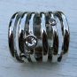 Cage Style Knuckle Ring Crystal Studs Statement Metal Spiral Armor Jewelry Size 6