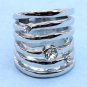 Cage Style Knuckle Ring Crystal Studs Statement Metal Spiral Armor Jewelry Size 6