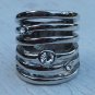 Cage Style Knuckle Ring Crystal Studs Statement Metal Spiral Armor Jewelry Size 6