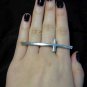 Sideways Cross Ring Forever 21 Boho Indie Bohemian Knuckle Armor Silver Single Curved Size 7