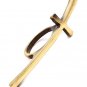 Sideways Cross Ring Boho Chic Indie Single Finger Long Knuckle Armor Antique Gold Curved Size 6