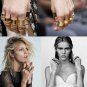 Avant Garde Wire Wrapped Rings 4 Ring Set Midi Gold Chunky Knuckle Wrap Boho Indie Armor Statement