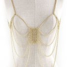 Ribcage Body Chain Avant Garde Draping Metal Box Chains Cage Layered Gold Armor Statement
