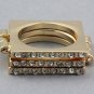 Stack Hinge Ring Crystals Gold Square Geometric Crystal Layered Statement Indie Rock Boho Size 7