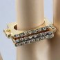 Stack Hinge Ring Crystals Gold Square Geometric Crystal Layered Statement Indie Rock Boho Size 8