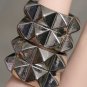 2 piece Pyramid Spike Knuckle Ring Silver Double Armor Boho Punk Tribal Size 6.5
