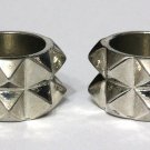 2 piece Pyramid Spike Knuckle Ring Silver Double Armor Boho Punk Tribal Size 6.5