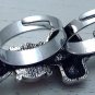 Two Finger Skull Cross Ring Goth Emo Double Knuckle Connector Black Antique Silver Pearl Bead