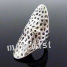 Hammered Knuckle Ring Antique Silver Avant Garde Boho Indie Armor Tribal Size 5