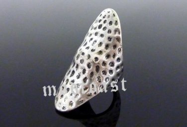 Hammered Knuckle Ring Antique Silver Avant Garde Boho Indie Armor Tribal Size 5