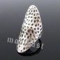 Hammered Knuckle Ring Antique Silver Avant Garde Boho Indie Armor Tribal Size 5