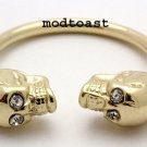 Skull Ring Punk Gold Emo Edgy Skeleton Day of the Dead Crystals Goth Gothic Skinny Size 8 9 10