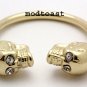 Skull Ring Punk Gold Emo Edgy Skeleton Day of the Dead Crystals Goth Gothic Skinny Size 8 9 10