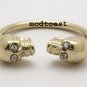 Skull Ring Punk Gold Emo Edgy Skeleton Day of the Dead Crystals Goth Gothic Skinny Size 8 9 10