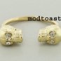 Skull Ring Punk Gold Emo Edgy Skeleton Day of the Dead Crystals Goth Gothic Skinny Size 8 9 10