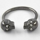 Skull Ring Punk Hematite Emo Edgy Skeleton Day of the Dead Crystals Goth Gothic Skinny Size 8 9 10