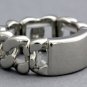 ID Tag Ring Silver Rectangle Bar Designer Celebrity Style Curb Chain Link Band Armor Stretch
