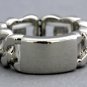 ID Tag Ring Silver Rectangle Bar Designer Celebrity Style Curb Chain Link Band Armor Stretch