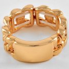 ID Tag Ring Gold Rectangle Bar Designer Celebrity Style Curb Chain Link Band Armor Stretch