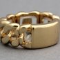 ID Tag Ring Gold Rectangle Bar Designer Celebrity Style Curb Chain Link Band Armor Stretch