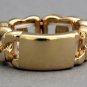 ID Tag Ring Gold Rectangle Bar Designer Celebrity Style Curb Chain Link Band Armor Stretch