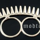 Two Finger Spike Ring Self Defense Micro Armor Silver Goth Punk Tribal Avant Garde Size 5 Size 6