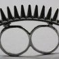Two Finger Spike Ring Self Defense Micro Armor Silver Goth Punk Tribal Avant Garde Size 5 Size 6