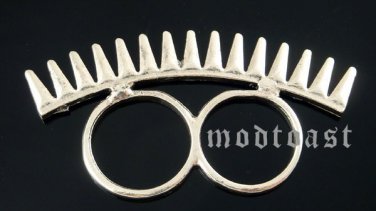 Two Finger Spike Ring Self Defense Micro Armor Silver Goth Punk Tribal Avant Garde Size 6 Size 7