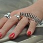 Two Finger Spike Ring Self Defense Micro Armor Silver Goth Punk Tribal Avant Garde Size 6 Size 7