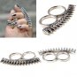 Two Finger Spike Ring Self Defense Micro Armor Silver Goth Punk Tribal Avant Garde Size 6 Size 7