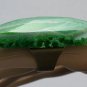 Long Agate Knuckle Ring Green White Swarovski Emerald Crystal Brass Indie Boho Arty Statement OOAK