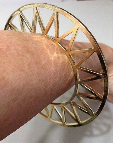 Celestial Geometric Abstract Bracelet Celestial Openwork Sun Design Cuff Gold Zig Zag Tribal Armor